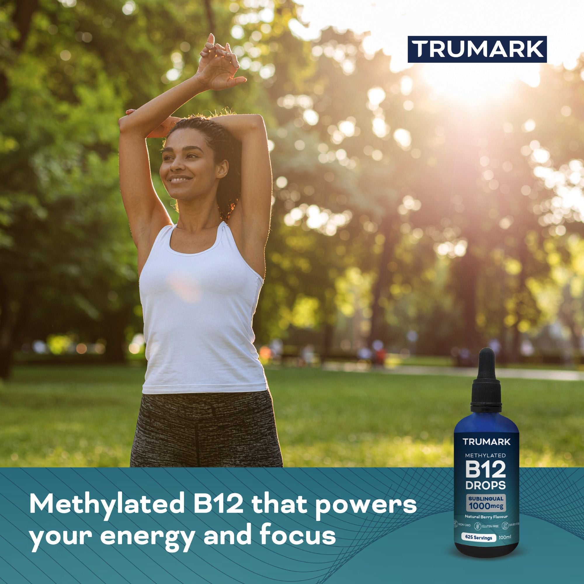 Methylated Vitamin B12 Drops 1000mcg, Sublingual B12 Liquid, Supports Energy, Nervous System & Red Blood Cell Health, Delicious Berry, 625 Servings / 100ml