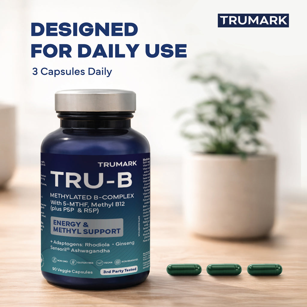 TRUMARK TRU-B Methylated B-Complex, Advanced Active B Vitamins for Energy, Methylation, and Stress Support