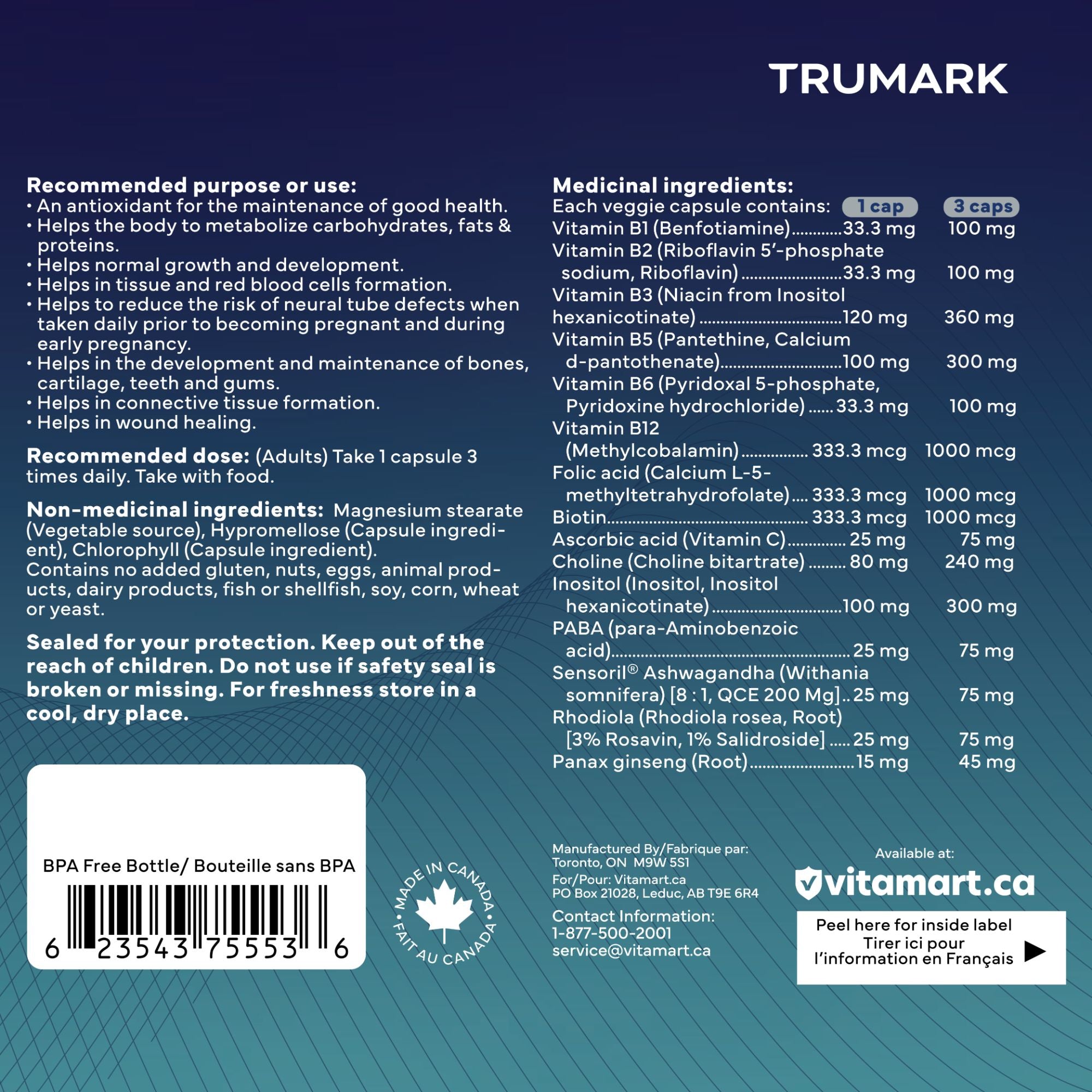 TRUMARK TRU-B Methylated B-Complex, Advanced Active B Vitamins for Energy, Methylation, and Stress Support