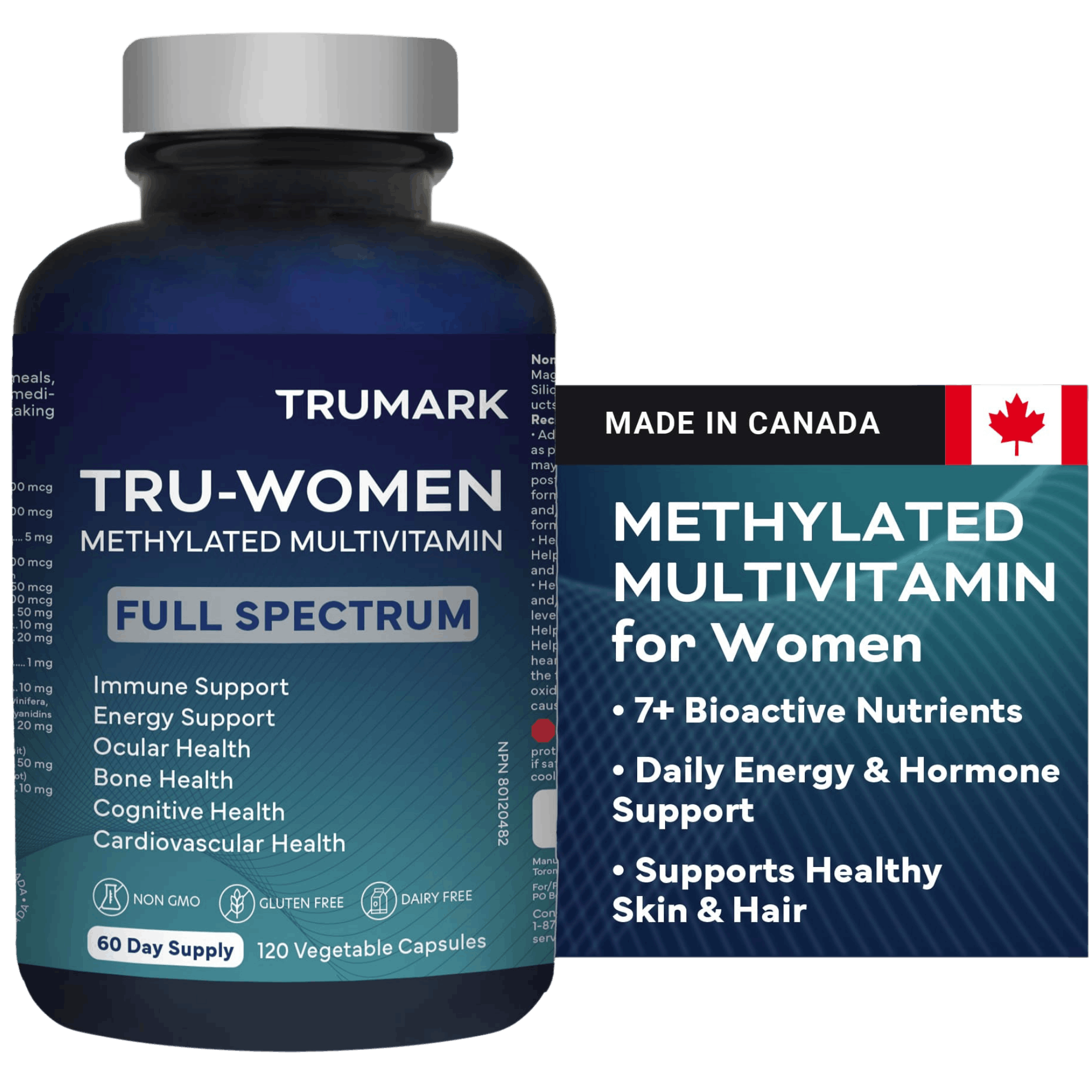 TRU-WOMEN Methylated Multivitamin for Women, Bioactive High Potency Daily Support for Energy, Mood, Hormones, Immunity