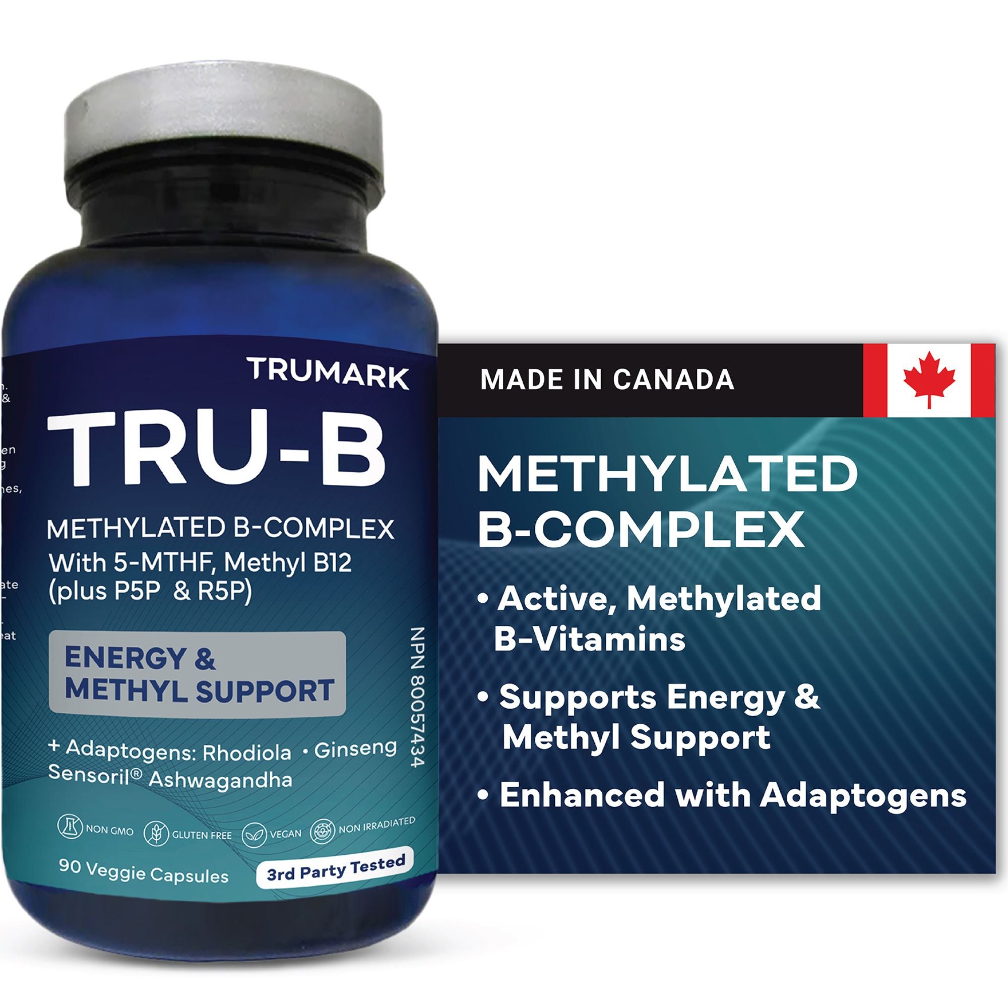 TRUMARK TRU-B Methylated B-Complex, 90 Vegetable Capsules