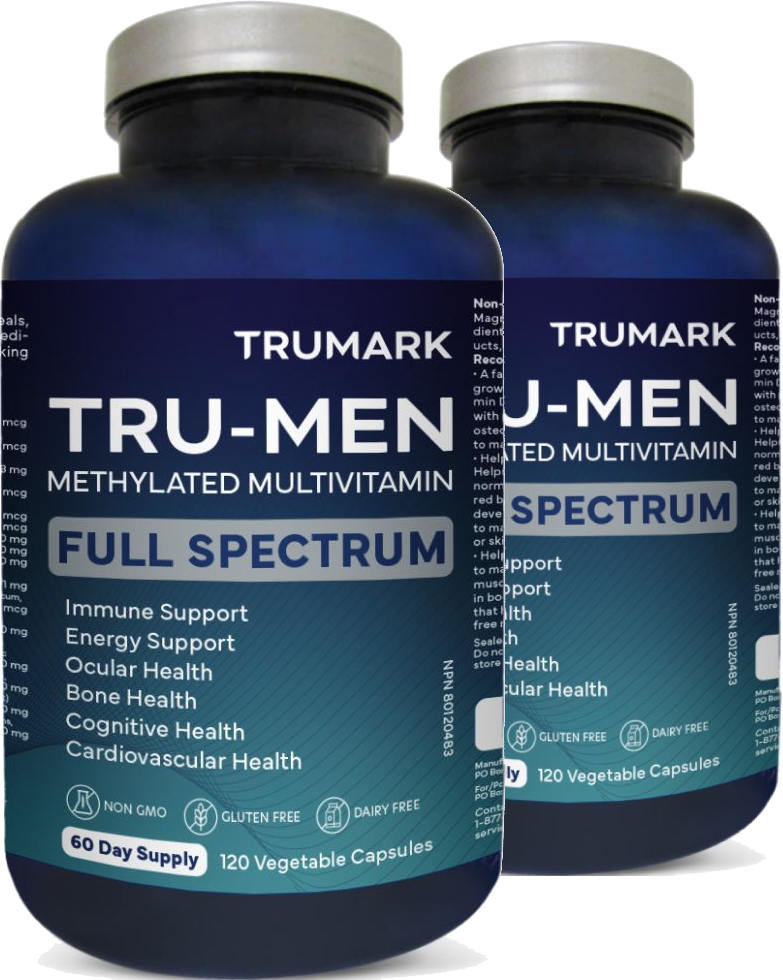 TRU-MEN Advanced Methylated Multivitamin for Men Who Want Maximum Absorption & Real Energy, 120 Capsules, 60 Day Supply ( Test )