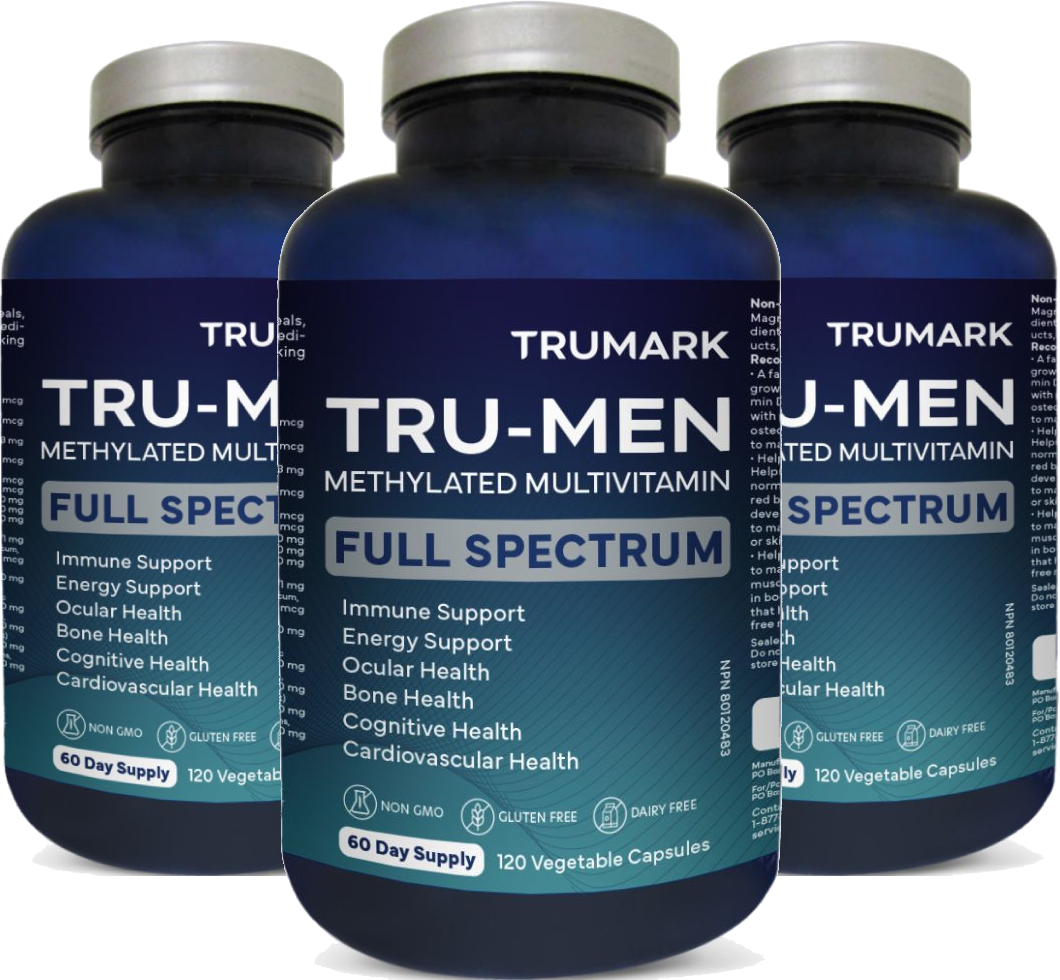 TRU-MEN Advanced Methylated Multivitamin for Men Who Want Maximum Absorption & Real Energy, 120 Capsules, 60 Day Supply ( Test )